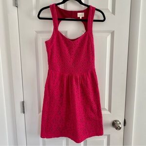 Raspberry pink A-line floral lace dress